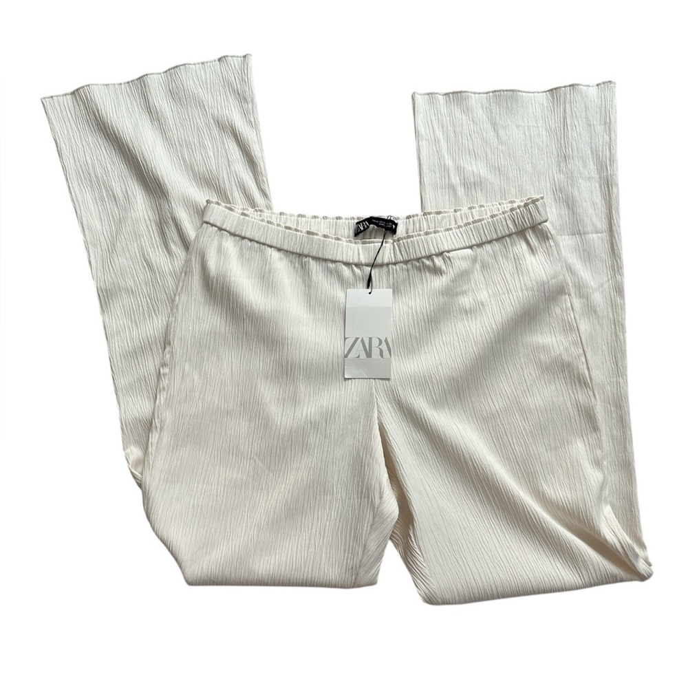 Zara Off-White Crinkle Trousers XL NWT